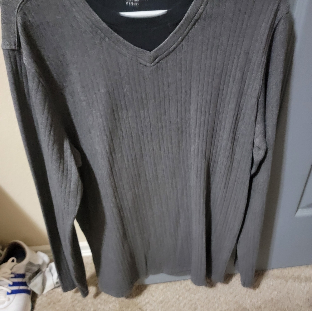 Mens Medium Grey Sweater Dress Shirt